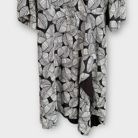 Natori Leaves Of Paradise Wrap Dress Womens 8 Navy & White - Picture 7 of 10